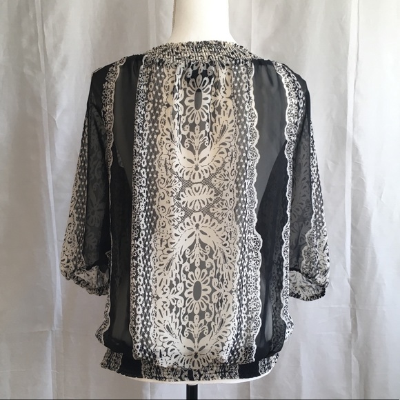 Sheer black/tan xhiliration top - Picture 2 of 3